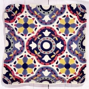 Pier 1 Dalila 10” Square Dinner Plate Hand Painted Earthenware Replacement
